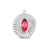 BY31® Ciondoli in acciaio inossidabile tonda argento-rosa opale delicata