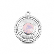 BY31® Ciondoli in acciaio inossidabile tonda con anello argento-rosa opale delicata