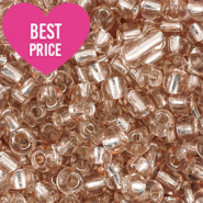 Perline di vetro rocailles 6/0 (4mm) beige semolina chiaro rivestimento argentato