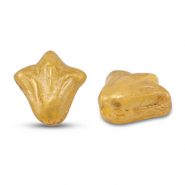 Perline Rep. Ceca lily flower 9x8mm trasparente oro