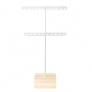 Espositore per bigiotteria a 'T' con supporto di legno per orecchini bianco - legno