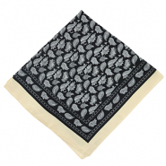 Foulard con foglia beige-nero-bianco