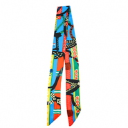 Bandana foulard con stampa vivace multicolore-rosso-blu