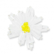 Pendenti con perline di vetro fiore trasparente bianco-trasparente giallo-bianco
