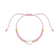 Braccialetti alla moda perline miste rosa-bianco-oro
