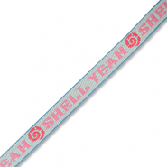 BY31&reg; Nastro con testo "Shell yeah" blu chiaro-rosa-rosso corallo-blu