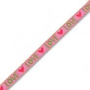 BY31&reg; Nastro con testo "Love" rosa scuro-verde-rosso-oro