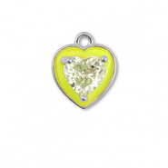 Metallo TQ in ottone ciondolo cuore argento-giallo neon-giallo chiaro