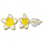 Metallo TQ in ottone orecchini fiore oro-giallo-bianco