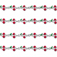 Componenti in acciaio inossidabile catena ciliegie argento-rosso-verde