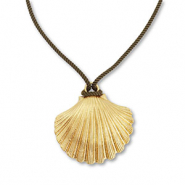 Collane accattivanti cordino con conchiglia verde scuro-oro