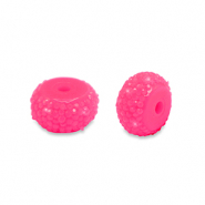 Perline in resina rondella 12mm rosa neon