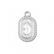 Ciondoli in acciaio inossidabile ovale con kiss argento