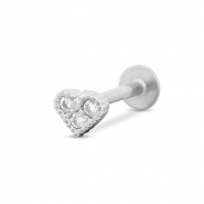 Piercing all'orecchio in acciaio inossidabile cuore argento