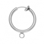 Componenti in acciaio inossidabile orecchini a cerchio clip con anellino 16mm argento