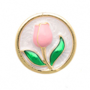 Pins tulipano oro-rosa chiaro-verde-bianco
