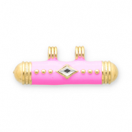 Message beads ciondoli in acciaio inossidabile oro-rosa-trasparente