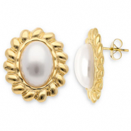 Orecchini in acciaio inossidabil ovale oro-bianco