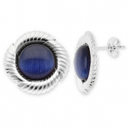 Orecchini in acciaio inossidabil tonda spirale argento-blu scuro