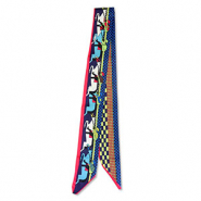 Bandana foulard con cavalli blu-rosso-giallo