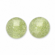 Perline in acrilico con glitterato 8 mm verde olivastro-argento