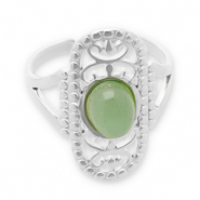 Anelli in acciaio inossidabile con pietra naturale argento-verde jade