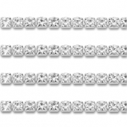 Catena strass in acciaio inossidabile 4mm argento-cristallo