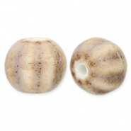 Perline di ceramica con strisce 12mm tortora chiaro