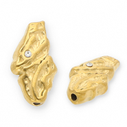 Perline in acciaio inossidabile irregolare con strass oro-trasparente