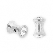 Perline in acciaio inossidabile diabolo con strass argento-trasparente