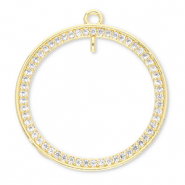 Metallo TQ in ottone ciondolo tonda con anellino oro-trasparente