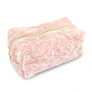 BY31&reg; Pochette velluto con dettagli circolari cuciti rosa chiaro