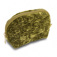 BY31&reg; Pochette velluto con dettagli circolari cuciti verde oliva