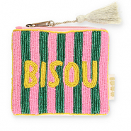 Pochette "Bisou" rosa chiaro-verde-giallo-oro