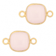 Ciondoli in pietra naturale Quarzo Rosa distanziatori 12x12mm rosa-oro