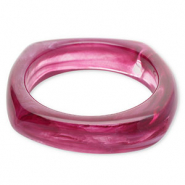 Bracciali bangle in resina viola melanzana-bianco