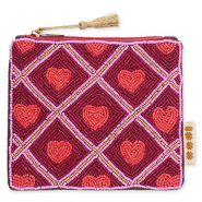 BY31&reg; Pochette cuori rosa lilla-rosso porto-rosso corallo-oro