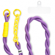 Cordini per cellulare trendy incl. toppa di fisaggio viola-giallo