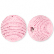 Perline in acrilico 22 mm con cordoncino cerato rosa chiaro