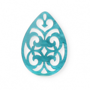 Pendenti in resina 38x27 mm a forma di goccia in stile barocco blu atollo