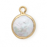 BQ Perle di acqua dolce ciondolo rotondo oro-bianco naturale