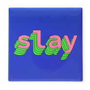 BY31&reg; Piastrella decorativa con scritta "Slay" blu-verde-rosa