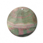 Pendenti di conchiglia prodotti speciali tonda grigio scuro-bianco