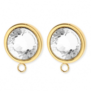 BY31&reg; Componenti in acciaio inossidabile orecchini tonda con cristallo con anellino oro-cristal