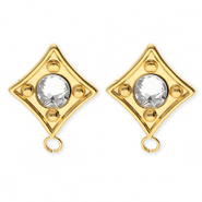 BY31&reg; Componenti in acciaio inossidabile orecchini rombo con cristallo con anellino oro-cristal