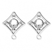 BY31&reg; Componenti in acciaio inossidabile orecchini rombo con cristallo con anellino argento-cristal
