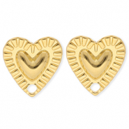 BY31&reg; Componenti in acciaio inossidabile orecchini cuore con anellino oro