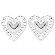 BY31&reg; Componenti in acciaio inossidabile orecchini cuore con anellino argento