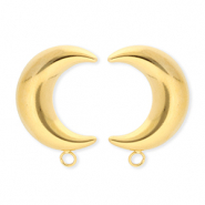BY31&reg; Componenti in acciaio inossidabile orecchini luna con anellino oro