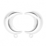 BY31&reg; Componenti in acciaio inossidabile orecchini luna con anellino argento